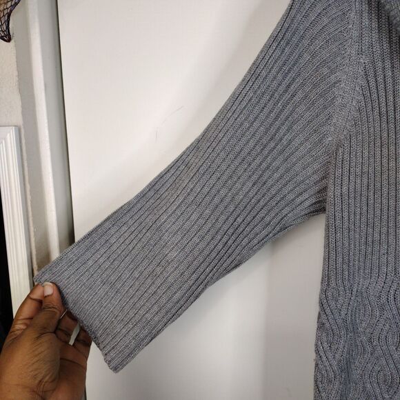 Eliza J Sweater Dress Fit & Flare Cowl Neck Plus Size 2X Grey Textured Ribbed - Picture 3 of 8